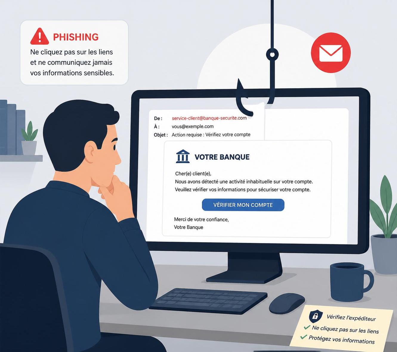 découvrez ce qu'est le phishing, ses mécanismes clés et comment le reconnaître facilement pour mieux vous protéger contre cette forme de cyberattaque.