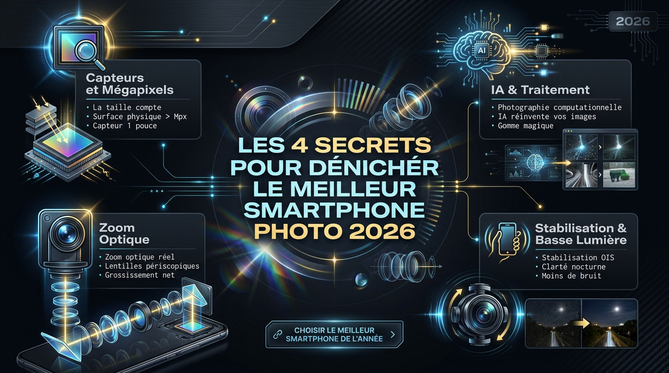 Comparatif des capteurs photo sur smartphone en 2026