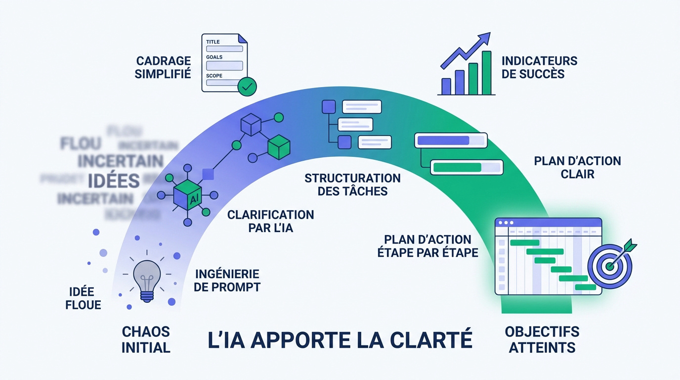 IA transformant des idées abstraites en plan d'action