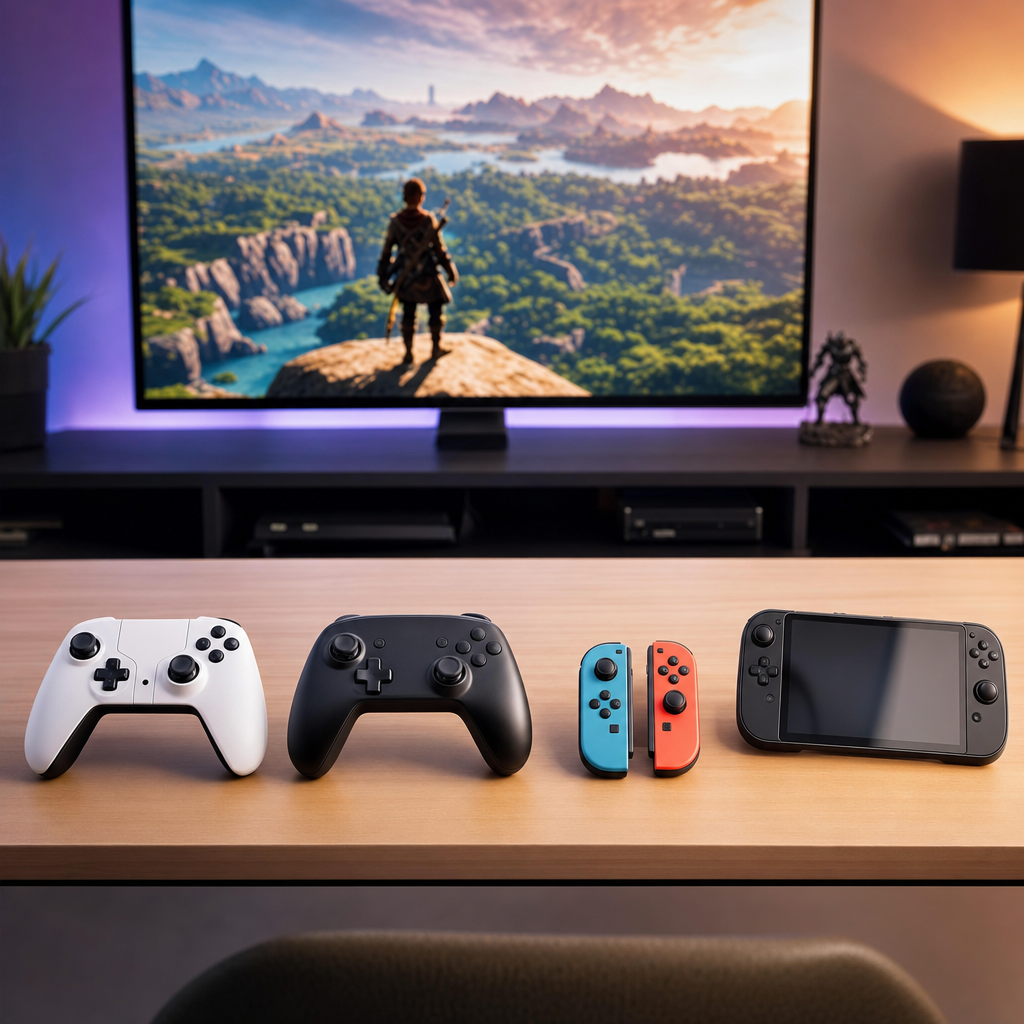 Manettes PS5, Xbox et Nintendo Switch pour choisir sa console en 2026