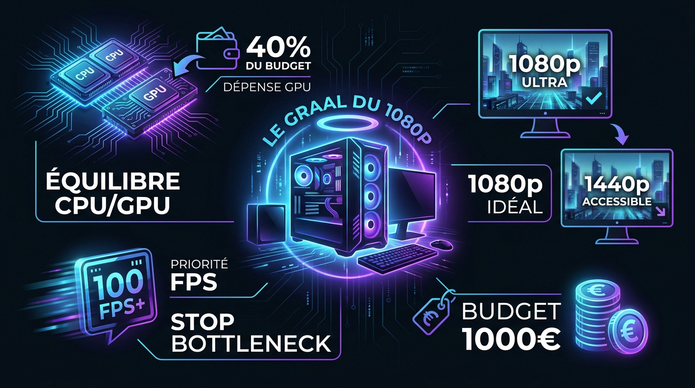 Configuration PC gamer équilibrée pour le 1080p en 2026 avec composants modernes